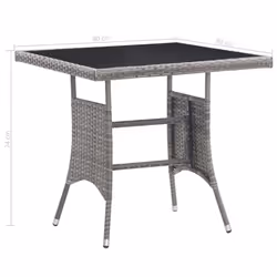 vidaXL Garden Table Outdoor Dining Table Patio Coffee Table Grey Poly Rattan - 80 x 80 x 74 cm - Additional view 5