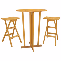 vidaXL Folding Bar Set Wooden Bar Table and Stool Foldable Solid Wood Teak - 3 piece