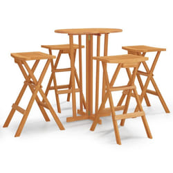 vidaXL Folding Bar Set Wooden Bar Table and Stool Foldable Solid Wood Teak - 5 piece