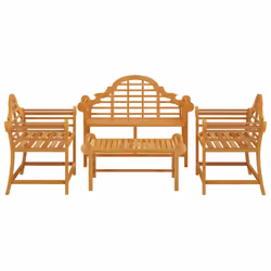 vidaXL Garden Lounge Set 4 Piece Solid Wood Teak Wooden Table Chair Patio Set