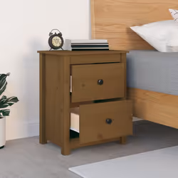 vidaXL 1/2x Solid Wood Pine Bedside Cabinet Nightstand End Table Multi Colours - honey brown, 1 - Additional view 6