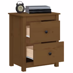 vidaXL 1/2x Solid Wood Pine Bedside Cabinet Nightstand End Table Multi Colours - honey brown, 1 - Additional view 7