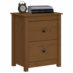 vidaXL 1/2x Solid Wood Pine Bedside Cabinet Nightstand End Table Multi Colours - honey brown, 1 - Additional view 8