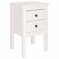 vidaXL 1/2x Solid Wood Pine Bedside Cabinet Side Table Furniture Multi Colours - white, 1