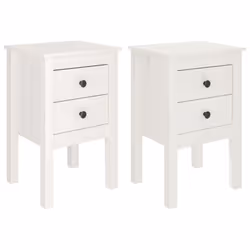 vidaXL 1/2x Solid Wood Pine Bedside Cabinet Side Table Furniture Multi Colours - white, 2