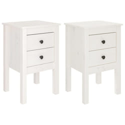 vidaXL 1/2x Solid Wood Pine Bedside Cabinet Side Table Furniture Multi Colours - white, 2