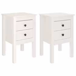 vidaXL 1/2x Solid Wood Pine Bedside Cabinet Side Table Furniture Multi Colours - white, 2