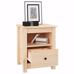 vidaXL 1/2x Solid Wood Pine Bedside Cabinet Wooden Side Table Multi Colours - Brown, 1
