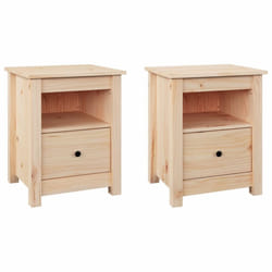 vidaXL 1/2x Solid Wood Pine Bedside Cabinet Wooden Side Table Multi Colours - Brown, 2