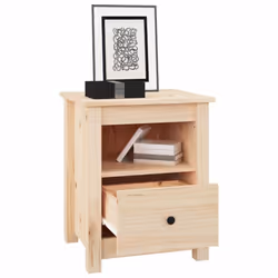 vidaXL 1/2x Solid Wood Pine Bedside Cabinet Wooden Side Table Multi Colours - Brown, 2