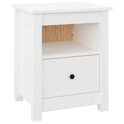 vidaXL 1/2x Solid Wood Pine Bedside Cabinet Wooden Side Table Multi Colours - White, 1