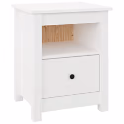 vidaXL 1/2x Solid Wood Pine Bedside Cabinet Wooden Side Table Multi Colours - White, 1