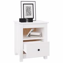 vidaXL 1/2x Solid Wood Pine Bedside Cabinet Wooden Side Table Multi Colours - White, 1