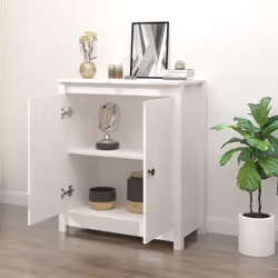 vidaXL Solid Wood Pine Sideboard Wooden Cupboard Storage Cabinet Multi Colours - white