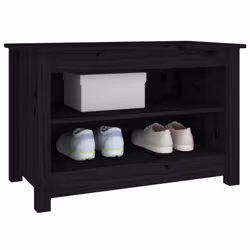 vidaXL Solid Wood Pine Shoe Bench Wooden Storage Rack Multi Colours/Sizes - black - Additional view 5