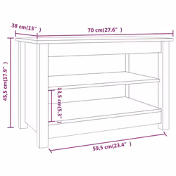 vidaXL Solid Wood Pine Shoe Bench Wooden Storage Rack Multi Colours/Sizes - black - Additional view 7