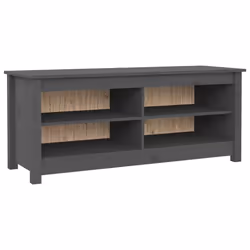 vidaXL Solid Wood Pine Shoe Bench Wooden Storage Rack Multi Colours/Sizes - Grey