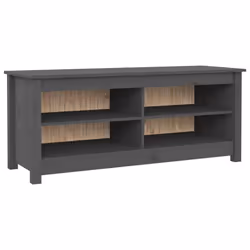 vidaXL Solid Wood Pine Shoe Bench Wooden Storage Rack Multi Colours/Sizes - Grey