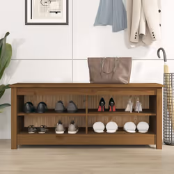 vidaXL Solid Wood Pine Shoe Bench Wooden Storage Rack Multi Colours/Sizes - Honey brown - Additional view 5