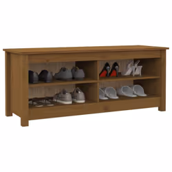 vidaXL Solid Wood Pine Shoe Bench Wooden Storage Rack Multi Colours/Sizes - Honey brown - Additional view 6
