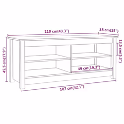 vidaXL Solid Wood Pine Shoe Bench Wooden Storage Rack Multi Colours/Sizes - Black - Additional view 4