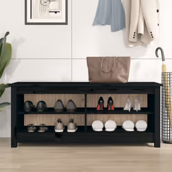 vidaXL Solid Wood Pine Shoe Bench Wooden Storage Rack Multi Colours/Sizes - Black - Additional view 5
