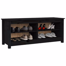 vidaXL Solid Wood Pine Shoe Bench Wooden Storage Rack Multi Colours/Sizes - Black - Additional view 6