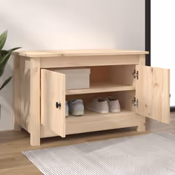 vidaXL Solid Wood Pine Shoe Cabinet Home Indoor Shoe Organiser Multi Colours - brown