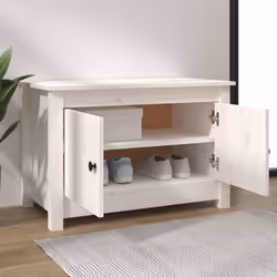 vidaXL Solid Wood Pine Shoe Cabinet Home Indoor Shoe Organiser Multi Colours - white