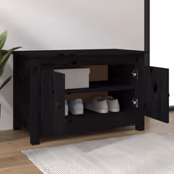vidaXL Solid Wood Pine Shoe Cabinet Home Indoor Shoe Organiser Multi Colours - black