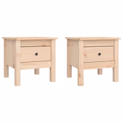 vidaXL 1/2x Solid Wood Pine Side Table Multi Colours 40x40x39 cm/50x50x49 cm - brown, 40 x 40 x 39 cm/2