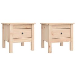 vidaXL 1/2x Solid Wood Pine Side Table Multi Colours 40x40x39 cm/50x50x49 cm - brown, 40 x 40 x 39 cm/2