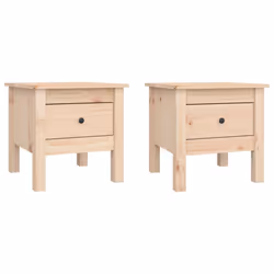 vidaXL 1/2x Solid Wood Pine Side Table Multi Colours 40x40x39 cm/50x50x49 cm - brown, 40 x 40 x 39 cm/2
