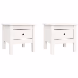 vidaXL 1/2x Solid Wood Pine Side Table Multi Colours 40x40x39 cm/50x50x49 cm - white, 40 x 40 x 39 cm/2