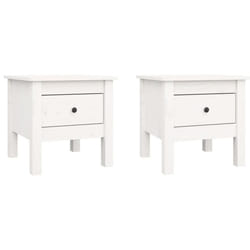 vidaXL 1/2x Solid Wood Pine Side Table Multi Colours 40x40x39 cm/50x50x49 cm - white, 40 x 40 x 39 cm/2