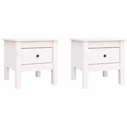 vidaXL 1/2x Solid Wood Pine Side Table Multi Colours 40x40x39 cm/50x50x49 cm - white, 40 x 40 x 39 cm/2