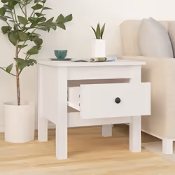 vidaXL 1/2x Solid Wood Pine Side Table Multi Colours 40x40x39 cm/50x50x49 cm - white, 40 x 40 x 39 cm/2 - Additional view 4