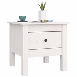 vidaXL 1/2x Solid Wood Pine Side Table Multi Colours 40x40x39 cm/50x50x49 cm - white, 40 x 40 x 39 cm/2 - Additional view 5
