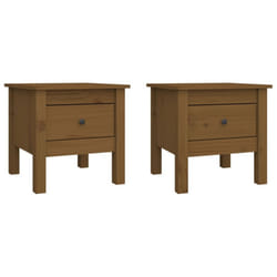 vidaXL 1/2x Solid Wood Pine Side Table Multi Colours 40x40x39 cm/50x50x49 cm - honey brown, 40 x 40 x 39 cm/2