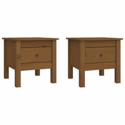 vidaXL 1/2x Solid Wood Pine Side Table Multi Colours 40x40x39 cm/50x50x49 cm - honey brown, 40 x 40 x 39 cm/2