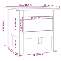 vidaXL 1/2x Solid Wood Pine Side Table Multi Colours 40x40x39 cm/50x50x49 cm - honey brown, 40 x 40 x 39 cm/2 - Additional view 4