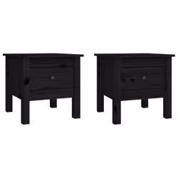 vidaXL 1/2x Solid Wood Pine Side Table Multi Colours 40x40x39 cm/50x50x49 cm - black, 40 x 40 x 39 cm/2
