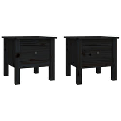 vidaXL 1/2x Solid Wood Pine Side Table Multi Colours 40x40x39 cm/50x50x49 cm - black, 40 x 40 x 39 cm/2