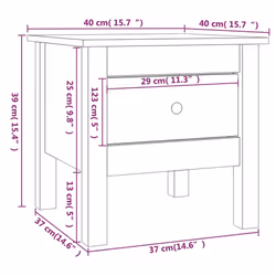 vidaXL 1/2x Solid Wood Pine Side Table Multi Colours 40x40x39 cm/50x50x49 cm - black, 40 x 40 x 39 cm/2
