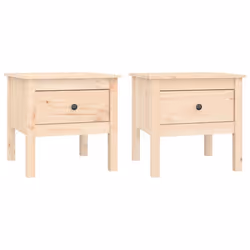 vidaXL 1/2x Solid Wood Pine Side Table Multi Colours 40x40x39 cm/50x50x49 cm - brown, 50 x 50 x 49 cm/2