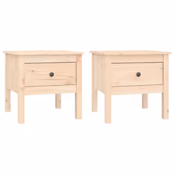vidaXL 1/2x Solid Wood Pine Side Table Multi Colours 40x40x39 cm/50x50x49 cm - brown, 50 x 50 x 49 cm/2