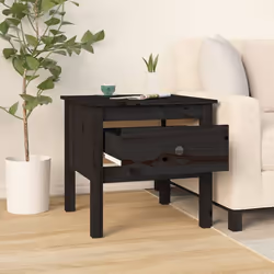 vidaXL 1/2x Solid Wood Pine Side Table Multi Colours 40x40x39 cm/50x50x49 cm - black, 50 x 50 x 49 cm/1