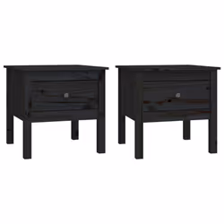 vidaXL 1/2x Solid Wood Pine Side Table Multi Colours 40x40x39 cm/50x50x49 cm - black, 50 x 50 x 49 cm/2