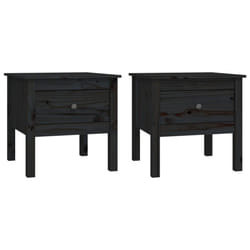 vidaXL 1/2x Solid Wood Pine Side Table Multi Colours 40x40x39 cm/50x50x49 cm - black, 50 x 50 x 49 cm/2