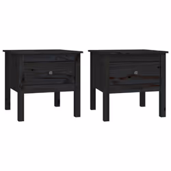 vidaXL 1/2x Solid Wood Pine Side Table Multi Colours 40x40x39 cm/50x50x49 cm - black, 50 x 50 x 49 cm/2